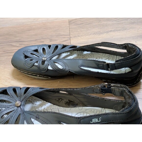 JBU sandals Mary Jane floral Vegan ankle straps blue shoes women size 7.5 M READ - Picture 7 of 14